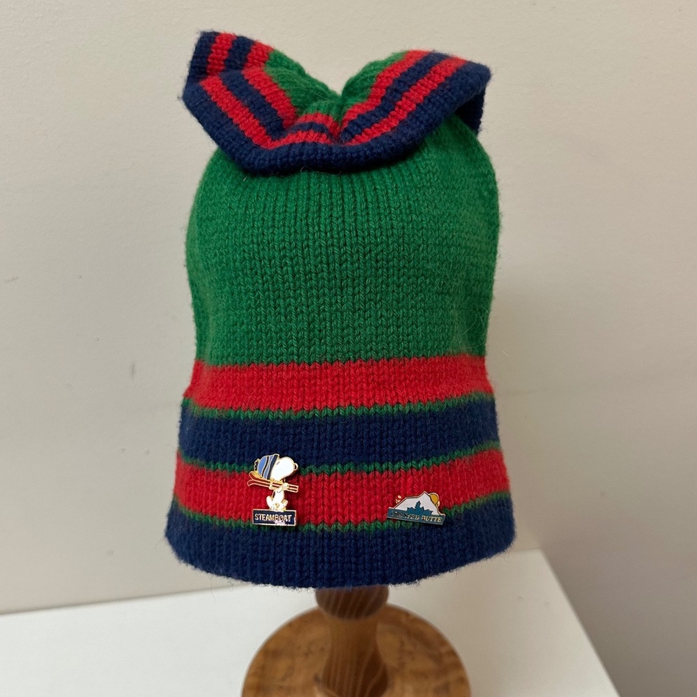Vintage The Mountain Aspen Colorado Knit Beanie Snoopy Steamboat Crested Butte